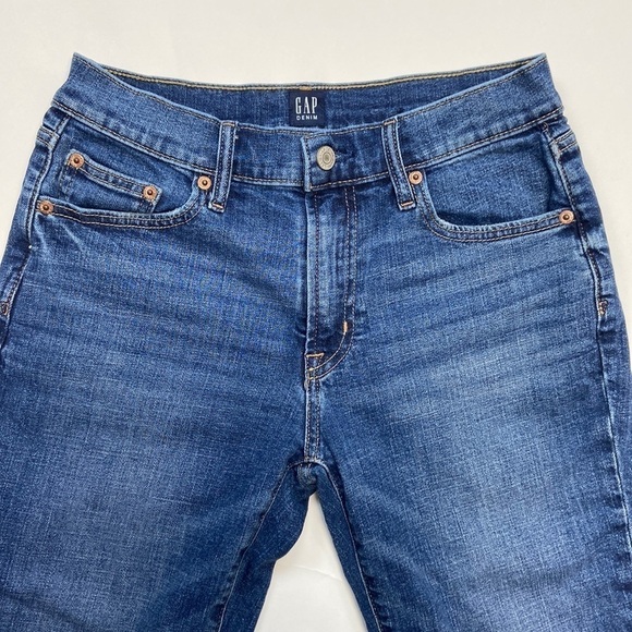 GAP Denim Girlfriend Dark Indigo Mid-Rise Tapered Leg Denim Jeans - Picture 4 of 14